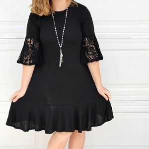 HEADED TO GOODWILL - Black Dress with Lace Sleeves